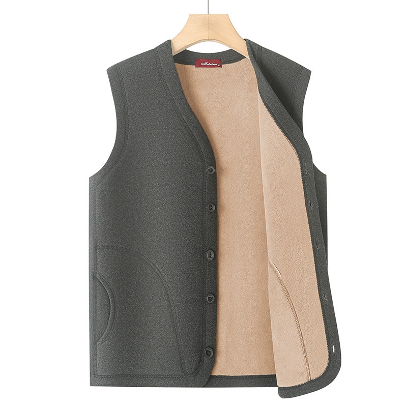 冬季中老年男士保暖马甲加绒加厚爸爸装马夹爷爷内穿打底开衫背心